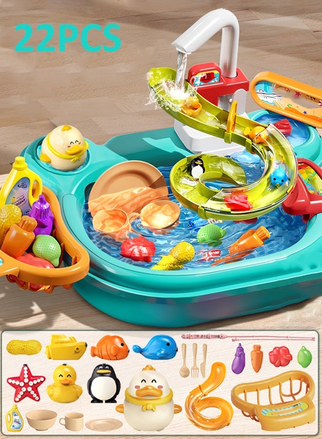 Children's dishwashing playset Dishwasher toys Fishing toys Vegetable washing sink Kitchen toys Situational simulation toys  - Image 3