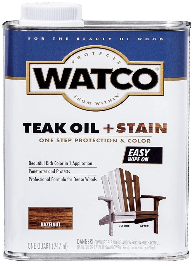 Watco 348746 Teak Oil + Stain, Quart, Hazelnut - Image 1