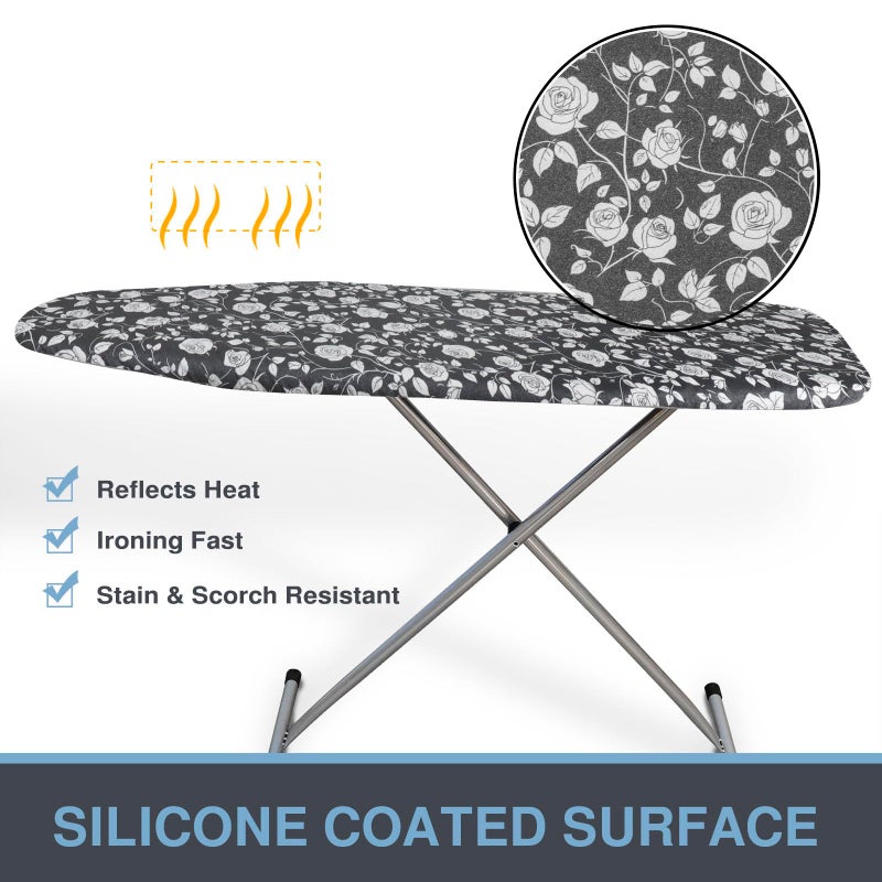 VividPaw Ironing Board Cover and Pad, Standard Size 15x54, Thick Padding, Elastic Edge, Resist Scorching, Adjustable Fastener, Heavy Duty Floral Iron Board Covers (Rose) - Image 3