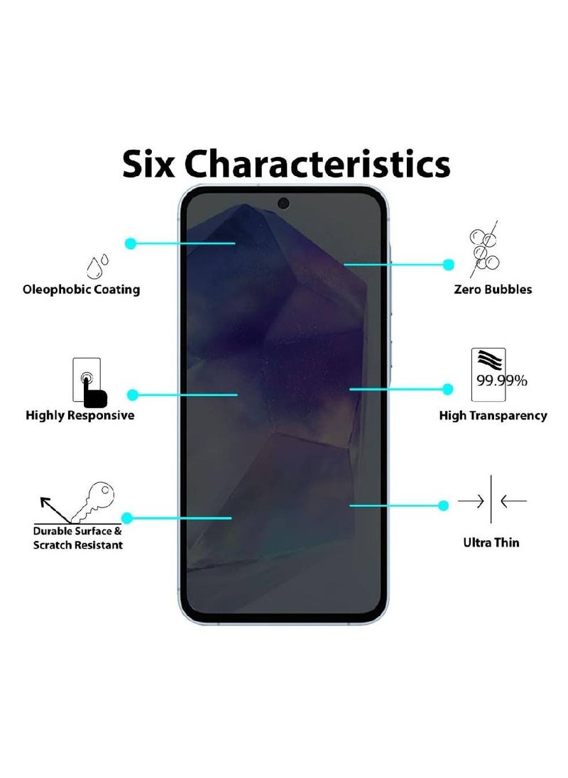 NAFO - Privacy Screen protector compatible with Samsung Galaxy A55 Screen Protector Tempered Glass [Anti-Glare][HD Full Coverage][Easy Installation][Scratch Resistant][9H Hardness] - Image 1