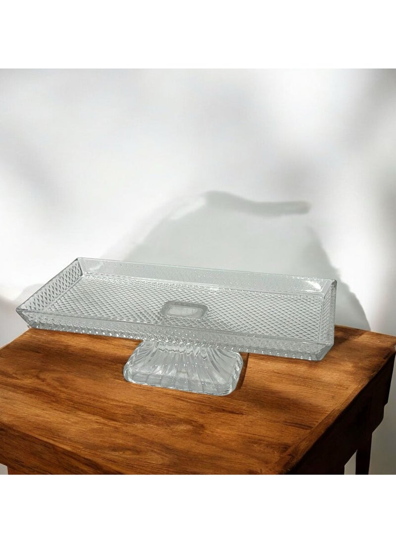 Generic Glass Serving Plate with Black Base  - Image 1