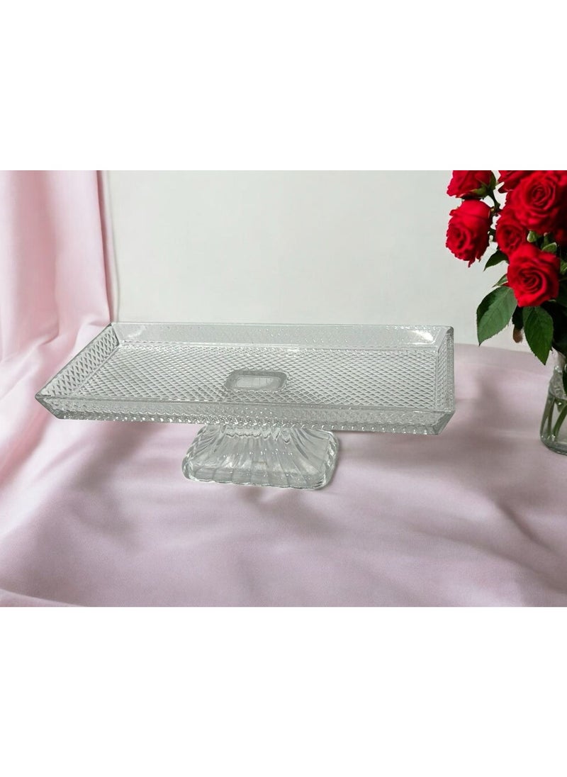Generic Glass Serving Plate with Black Base  - Image 2
