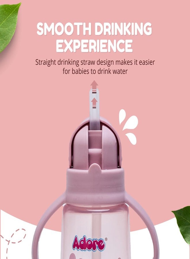 Adore Bling Leakproof Kids Sipper | 240ml Baby Water Bottle for 2 Years | 360-Degree Drinking Sippers for Kids | Straw Sipper for Baby & Toddlers (Pink) - Image 4