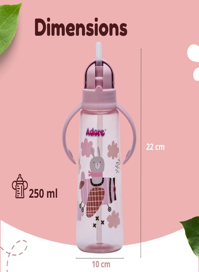 Adore Bling Leakproof Kids Sipper | 240ml Baby Water Bottle for 2 Years | 360-Degree Drinking Sippers for Kids | Straw Sipper for Baby & Toddlers (Pink) - Image 2