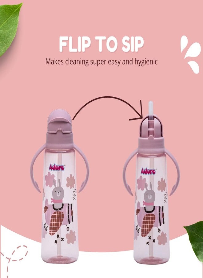 Adore Bling Leakproof Kids Sipper | 240ml Baby Water Bottle for 2 Years | 360-Degree Drinking Sippers for Kids | Straw Sipper for Baby & Toddlers (Pink) - Image 5