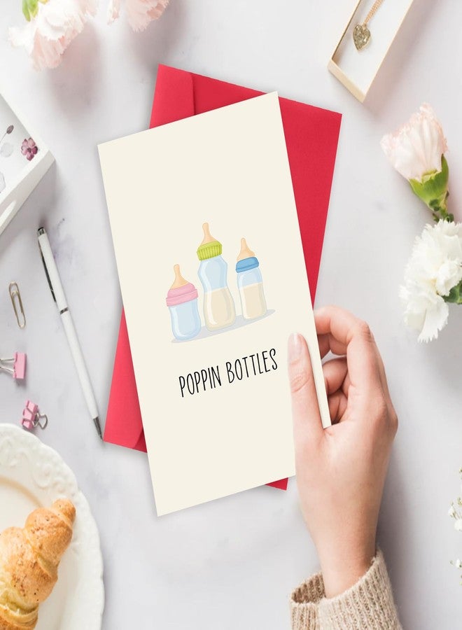 Asmallgf Funny Baby Shower Card, Cute Baby Card, New Baby Gifts for New Mom Dad, New Baby Congratulations,“POPPIN BOTTLES” - Image 3