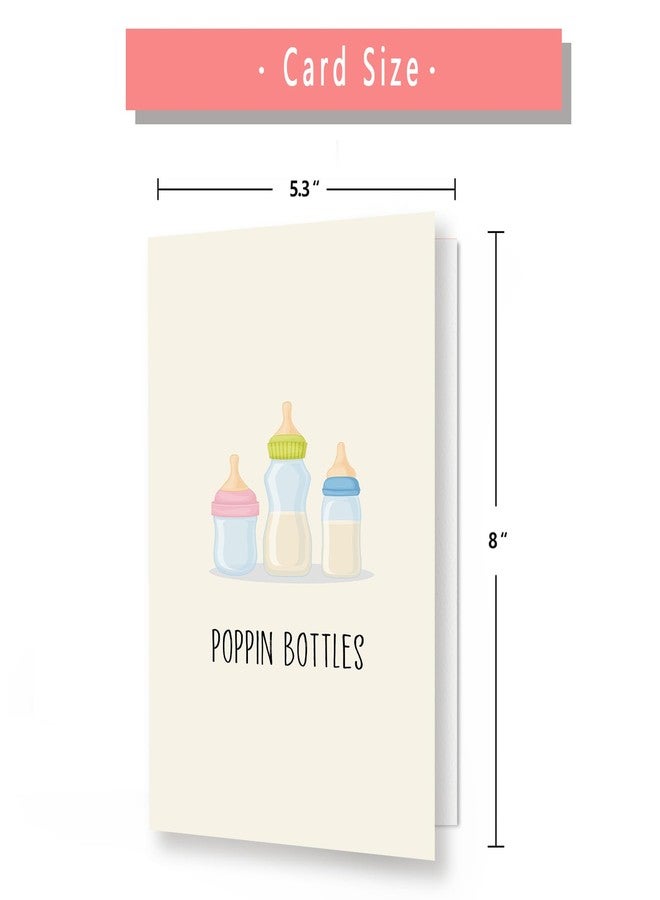 Asmallgf Funny Baby Shower Card, Cute Baby Card, New Baby Gifts for New Mom Dad, New Baby Congratulations,“POPPIN BOTTLES” - Image 2