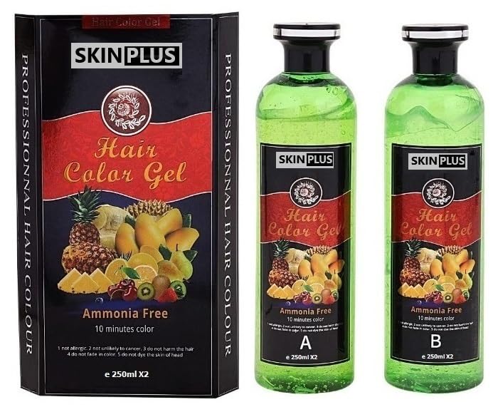 SKINPLUS Fruit Vinegar Gel Hair Color Natural Black Color Dye for Men Women Ammonia Free 250ml x 2 - Image 1