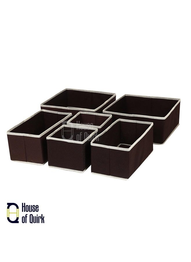 HOUSE OF QUIRK House of Quirk Foldable Cloth Storage Box Closet Dresser Drawer Organizer Cube Basket Bins Containers Divider with Drawers for Underwear, Bras, Socks, Ties, Scarves, Set of 6 (Brown)  - Image 4