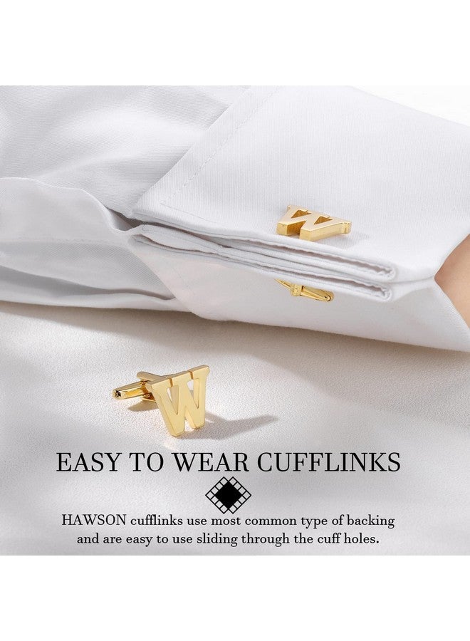 HAWSON Tie Clip And Cufflinks For Men, Tie Pin For Men, Gold Color Jewelry Set, Boxed Gift Packing, Initial Letter Jewelry For Him - Image 2
