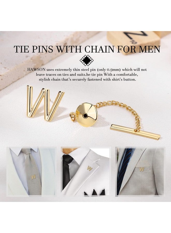 HAWSON Tie Clip And Cufflinks For Men, Tie Pin For Men, Gold Color Jewelry Set, Boxed Gift Packing, Initial Letter Jewelry For Him - Image 4