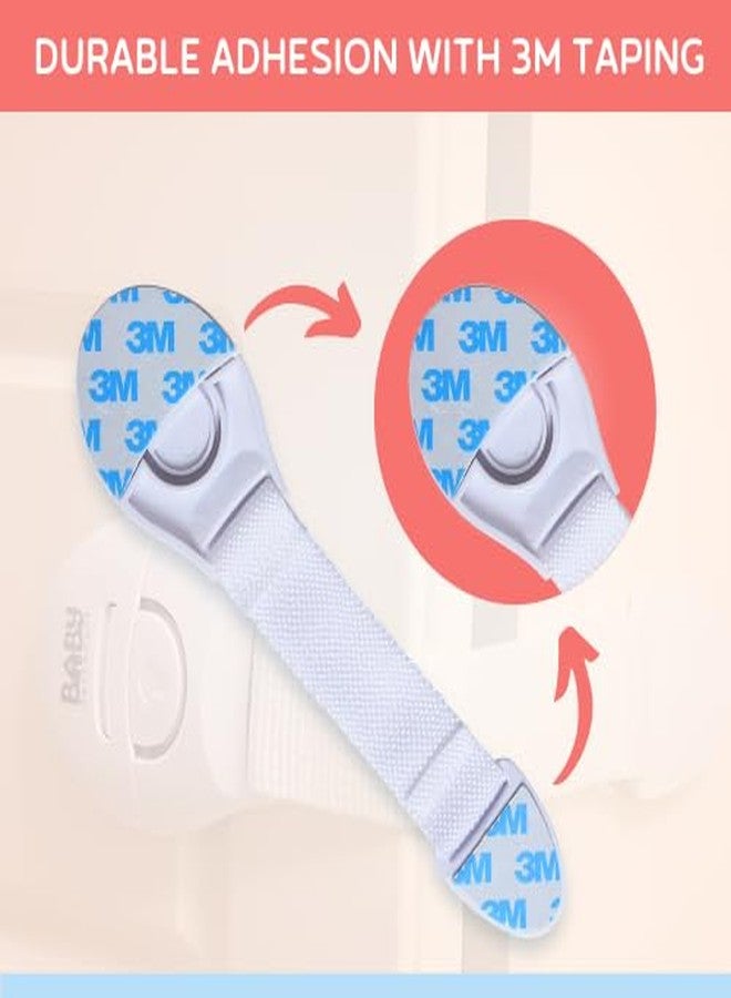 بيبي سيف هاوس قفل أمان BabySafeHouse للخزائن والأدراج والثلاجات والدواليب لحماية الأطفال والرضع، مزلاج أثاث مع لاصق 3M (عبوة من 8 قطع) (أبيض) - Image 2