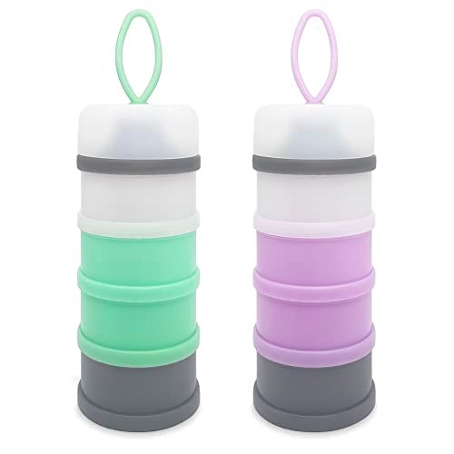 LADISO Baby Formula Dispenser Formula Container Portable Milk Powder Dispenser Container Baby Feeding Travel Storage Container NonSpill Stackable Baby Snack Storage Container BPA Free 2 Packs