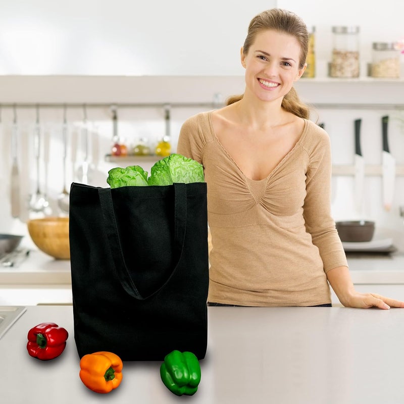 CVNDKN Canvas Tote Bags - 2 Pcs Multi-Purpose Reusable Bags - Perfect for Grocery, Shoppping & DIY Gifts - Image 3