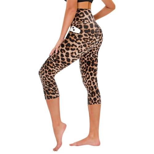 TNNZEET Capri Leggings for Women - Tummy Control Black Leggings with Pockets High Waisted Yoga Pants Workout Cycling Leggings - Image 1