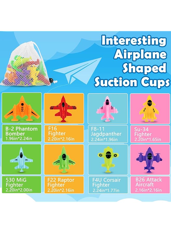 KASTWAVE Baby Suction Cup Toys 16Pcs Silicone No Hole Mold Free Bath Toy With Mesh Bag Storage Airplane Sucker Bath Toys For Kids Ages 4 8 Toddler Bath Toys Connect Build Create Travel Toys - Image 4