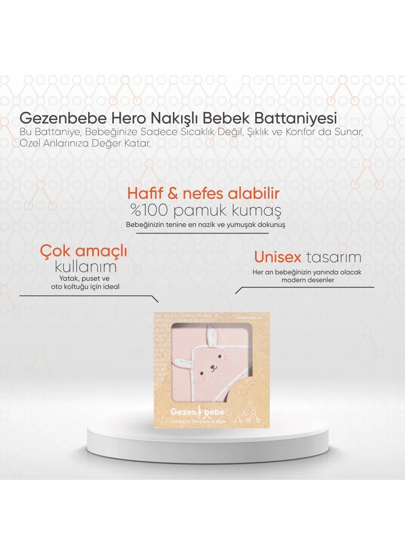 طفل يمشي Hero Embroidered Baby Blanket Bunny