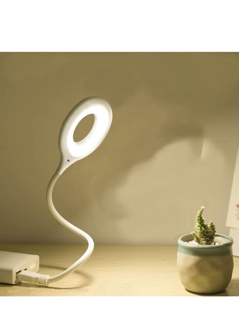 USB Control Lamp with 3 Colors Dimmable LED Light | 360° Adjustable | Brightness Control | Lights for Reading Books, Office Work, and Night Lamp |, White