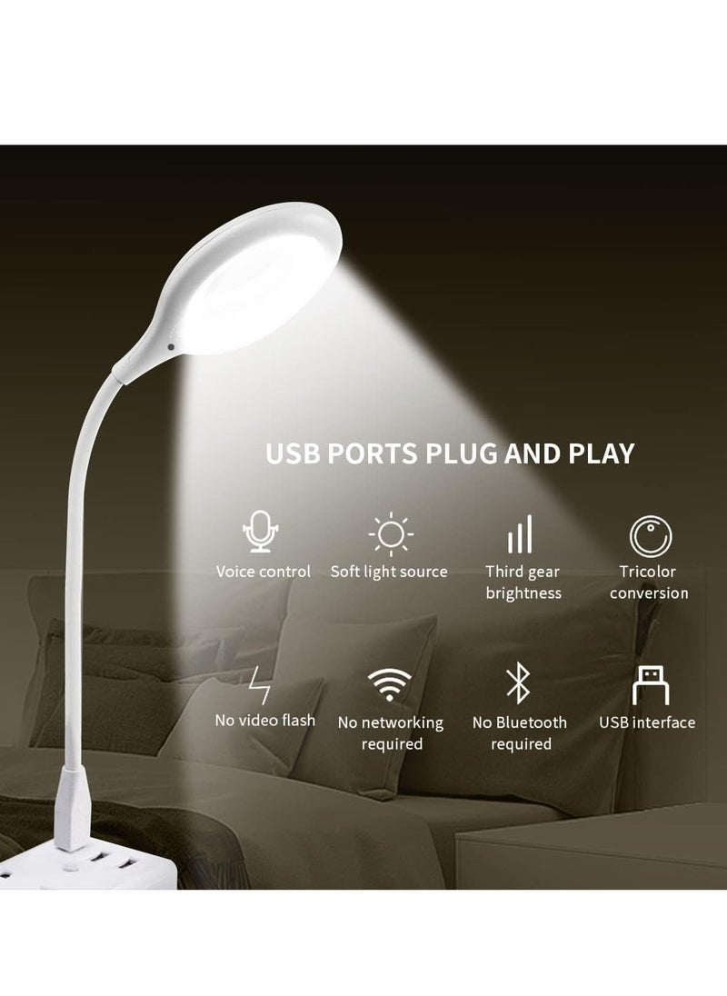 Generic - USB Control Lamp with 3 Colors Dimmable LED Light | 360° Adjustable | Brightness Control | Lights for Reading Books, Office Work, and Night Lamp |, White - Image 1