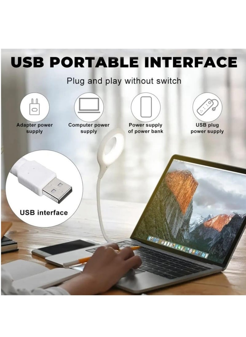 Generic - USB Control Lamp with 3 Colors Dimmable LED Light | 360° Adjustable | Brightness Control | Lights for Reading Books, Office Work, and Night Lamp |, White - Image 1