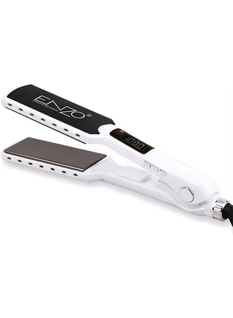 ENZO Professional مكواة شعر إنزو EN-5050 الاحترافية من التيتانيوم النانوي - مكواة مسطحة مع 4 زجاجات من زيت جوز الهند، تقنية تسخين متقدمة، إعدادات درجة حرارة قابلة للتعديل، وتصميم مريح - النسخة الدولية - Image 4