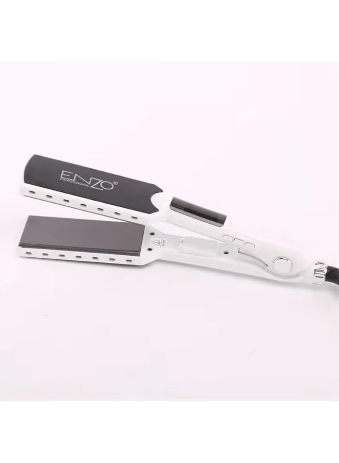 ENZO Professional مكواة شعر إنزو EN-5050 الاحترافية من التيتانيوم النانوي - مكواة مسطحة مع 4 زجاجات من زيت جوز الهند، تقنية تسخين متقدمة، إعدادات درجة حرارة قابلة للتعديل، وتصميم مريح - النسخة الدولية - Image 3