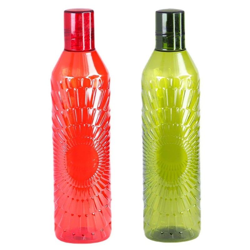 Attro Sparkle 1 Liter Plastic Water Bottle BPA Free Food Grade Fridge Safe Set of 2 Assorted - Image 4