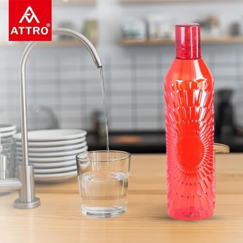 Attro Sparkle 1 Liter Plastic Water Bottle BPA Free Food Grade Fridge Safe Set of 2 Assorted - Image 3