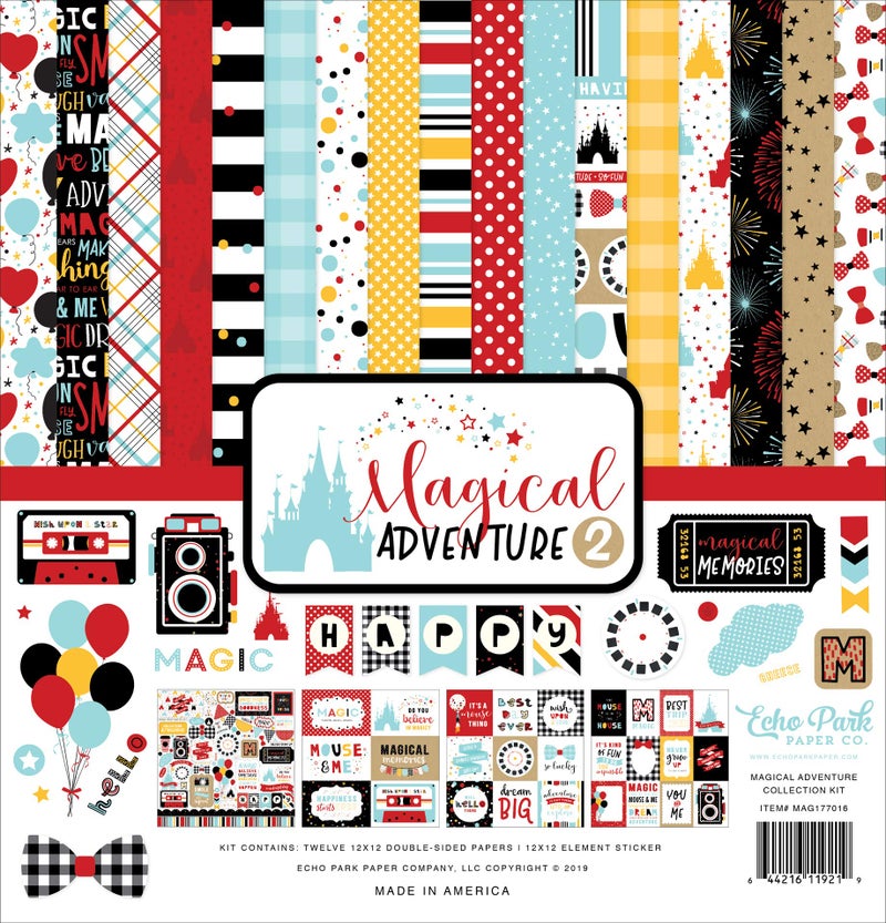 Echo Park Paper Company Magical Adventure 2 Collection Kit paper black red yellow teal kraft 12x12Inch