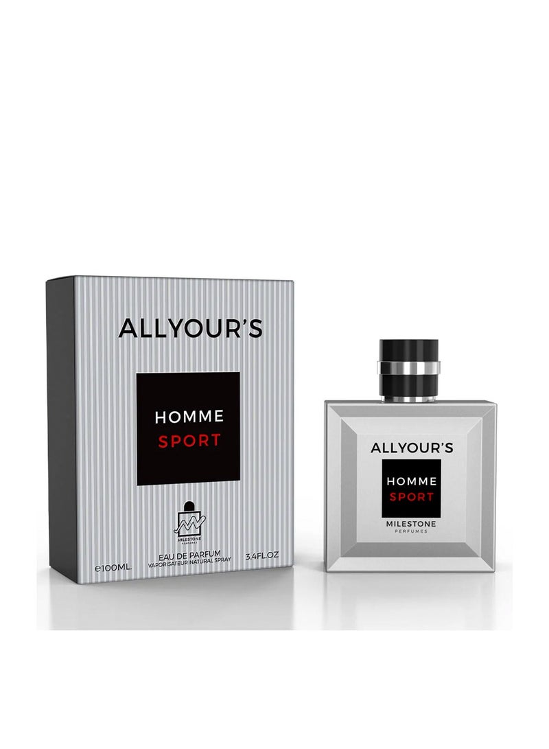 Milestone All Your's Homme Sport  EDP For Men 100ml - Image 1