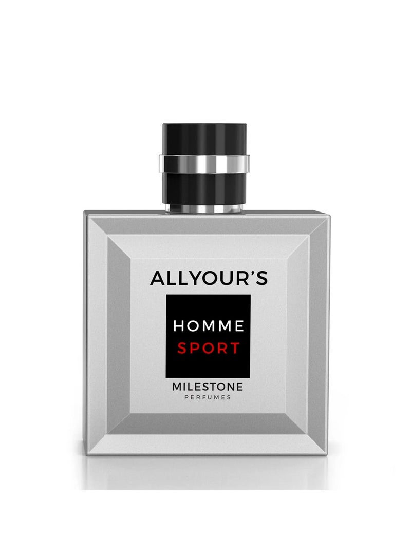 Milestone All Your's Homme Sport  EDP For Men 100ml - Image 3