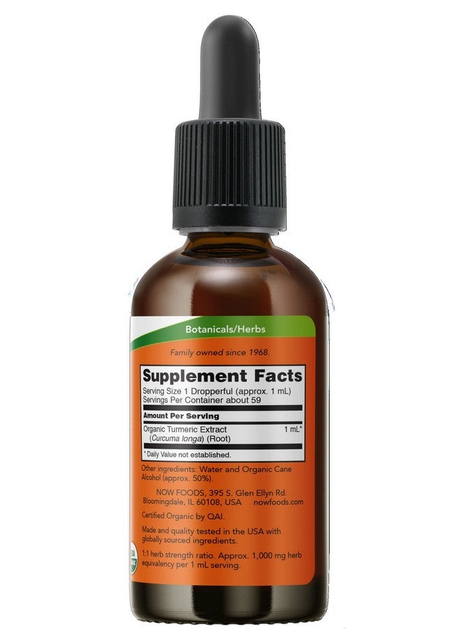 now Supplements Certified Organic Turmeric Extract Ayurvedic Herb Liquid Extract Organic Turmeric Root 2 Fluid Ounces - Image 3