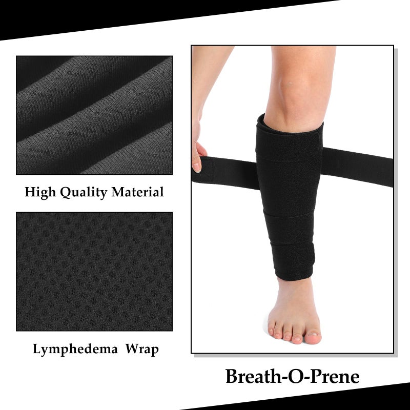 Croknit 3 Pairs Lymphedema Compression Leg Wraps Adjustable Lower Leg Cover up Medical Shin Splint Wrap for Heaviness Fatigue(Black) - Image 5