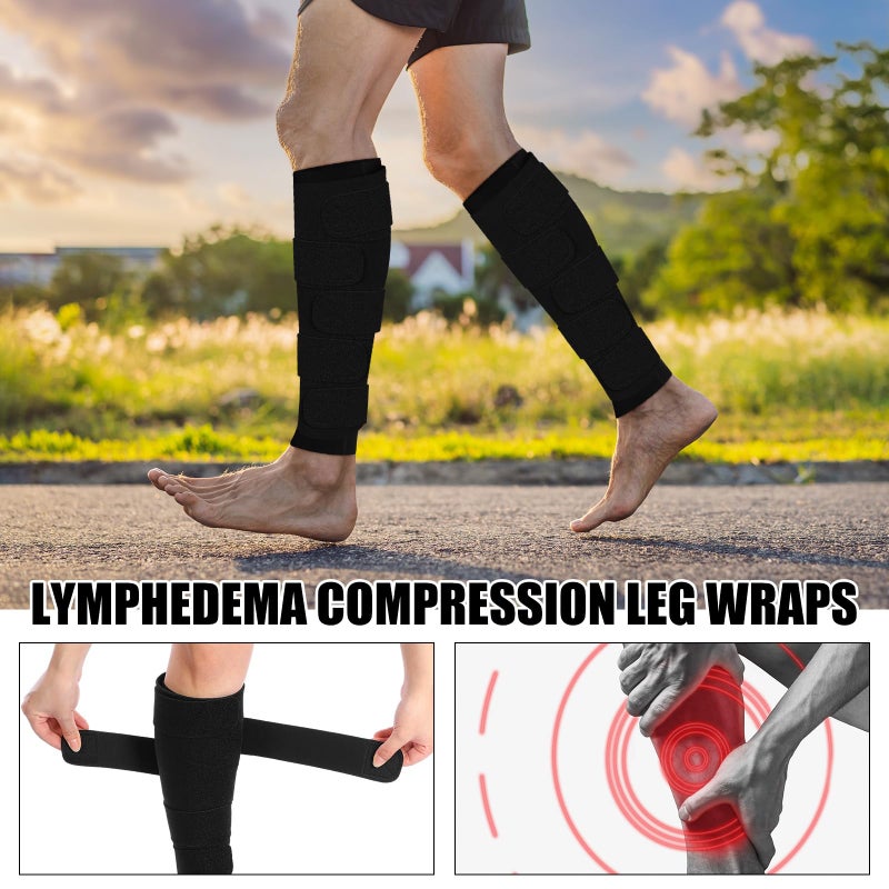 Croknit 3 Pairs Lymphedema Compression Leg Wraps Adjustable Lower Leg Cover up Medical Shin Splint Wrap for Heaviness Fatigue(Black) - Image 3