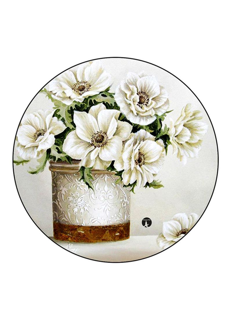 RKN Flowers Printed Mouse Pad Round  Multicolour