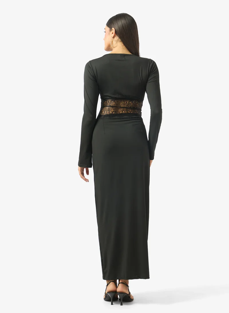 Ella A-line Dress With Sheer Lace Waist