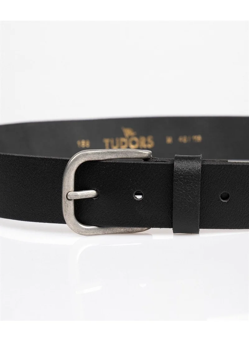 Tudors Men's Leather 4 cm Sport Black Belt