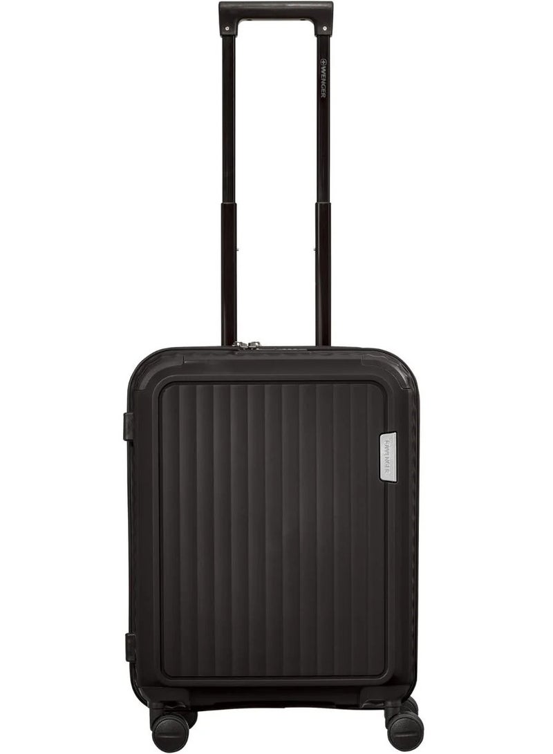 Wenger Optimo 57cm Black Cabin Trolley With 4 Spinner Wheels, PP Hard Shell, TSA Lock, Scratch-Resistant Texture, 3-Point Locking, Organized Interior, 5-Year Warranty. - Image 1