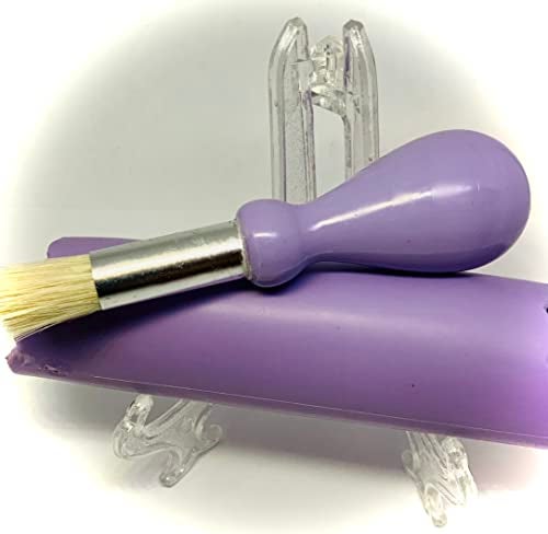 BonCera, All-in-one Premium Ceramic Garlic Grater Plate 4-Piece Set - Purple Embossed Design and Style - For Garlic, Ginger, Chocolate, and more! - Comes with 5.25" Plate, Peeler, Brush, and Stand - Image 5