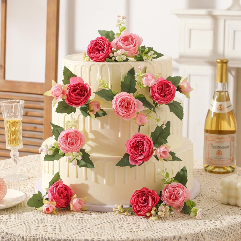 Luyue 2 Packs Pink Peonies Artificial Flowers Faux Peony Bouquet Fake Pink Flowers for Vase Silk Floral Arrangements for Table Centerpiece Wedding Decoration Indoor Home Decor - Image 5