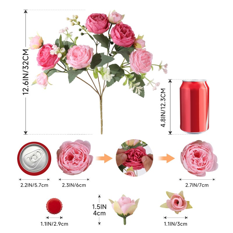 Luyue 2 Packs Pink Peonies Artificial Flowers Faux Peony Bouquet Fake Pink Flowers for Vase Silk Floral Arrangements for Table Centerpiece Wedding Decoration Indoor Home Decor - Image 2