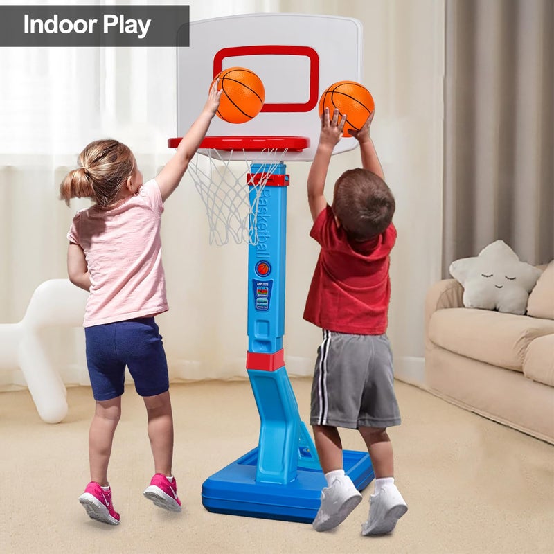 Qirptey Toddler Basketball Hoop Indoor Mini Adjustable Basketball Goal with Ball Pump Outdoor Toys Backyard Game Outside Pool Basketball Toys for 3 4 Year Old Boy Girl Kid Toy Age 4-8 Birthday Gift - Image 3