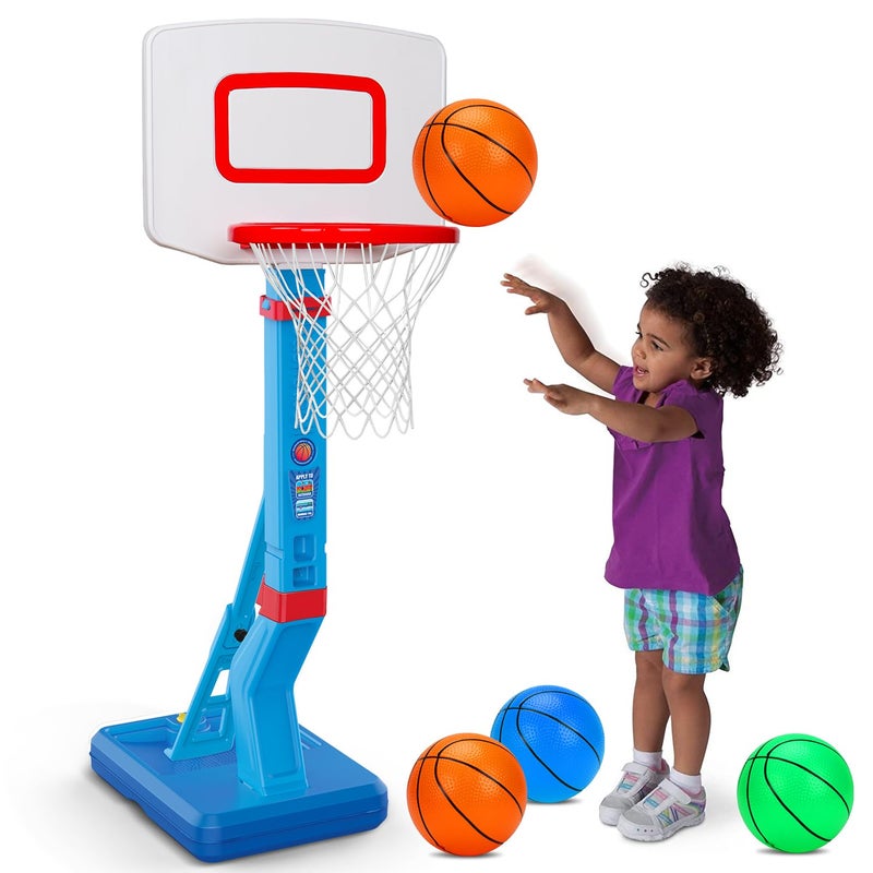 Qirptey Toddler Basketball Hoop Indoor Mini Adjustable Basketball Goal with Ball Pump Outdoor Toys Backyard Game Outside Pool Basketball Toys for 3 4 Year Old Boy Girl Kid Toy Age 4-8 Birthday Gift - Image 1