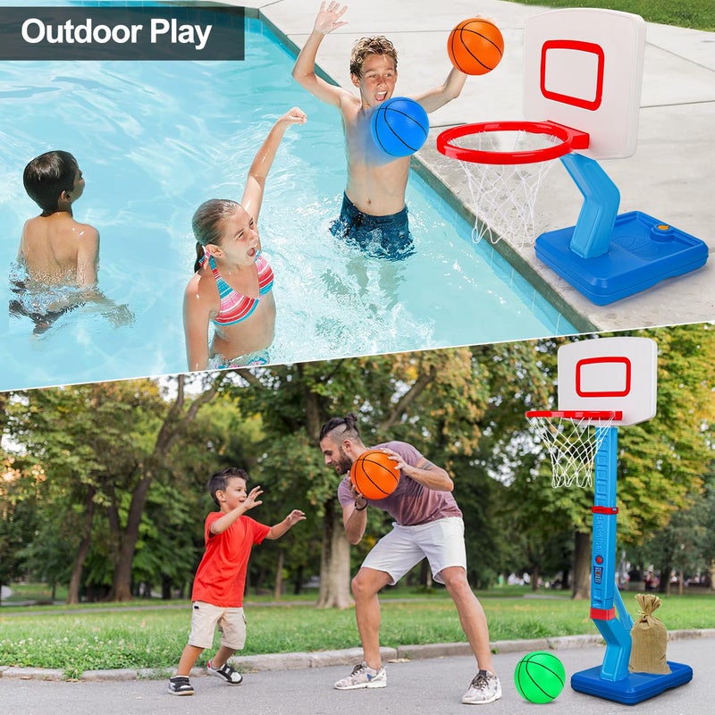 Qirptey Toddler Basketball Hoop Indoor Mini Adjustable Basketball Goal with Ball Pump Outdoor Toys Backyard Game Outside Pool Basketball Toys for 3 4 Year Old Boy Girl Kid Toy Age 4-8 Birthday Gift - Image 5