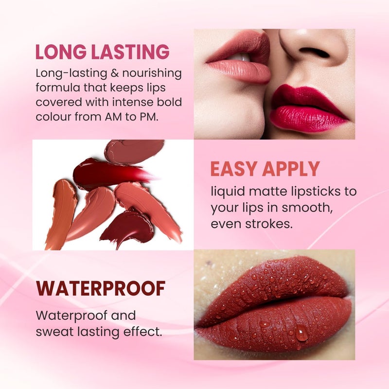 Verymiss Ultra Velvet Matte Liquid Lipstick I 26ml I Smooth Application I Non Transfer I Paraben Free I Vegan I Flawless Matte Finish 201 Dusty Rose - Image 4