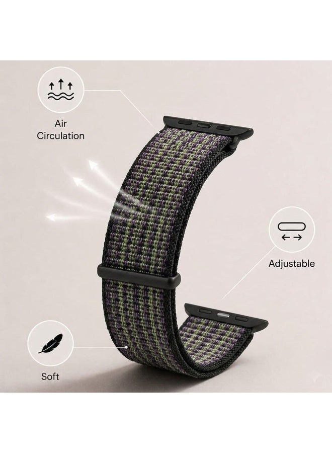 CATANES Breathable Nylon Sport Loop Band Compatible with Apple Watch 44mm 45mm 46mm 49mm for Women Men, iWatch Wrist Straps for Ultra 3 2, Se, Series 11 10 9 8 7 - black grey - Image 3