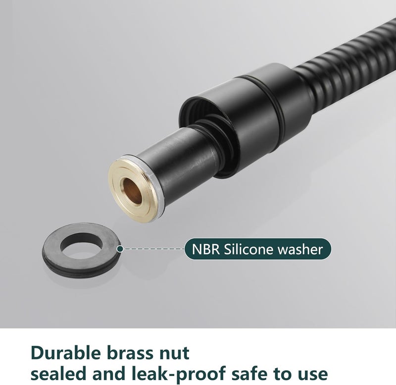 BRIMIX Stainless Steel Flexible Shower Hose Replacement for Hand Showerhead Leak-Proof Rust Resistant Shower Pipe Black 1.5M - Image 3