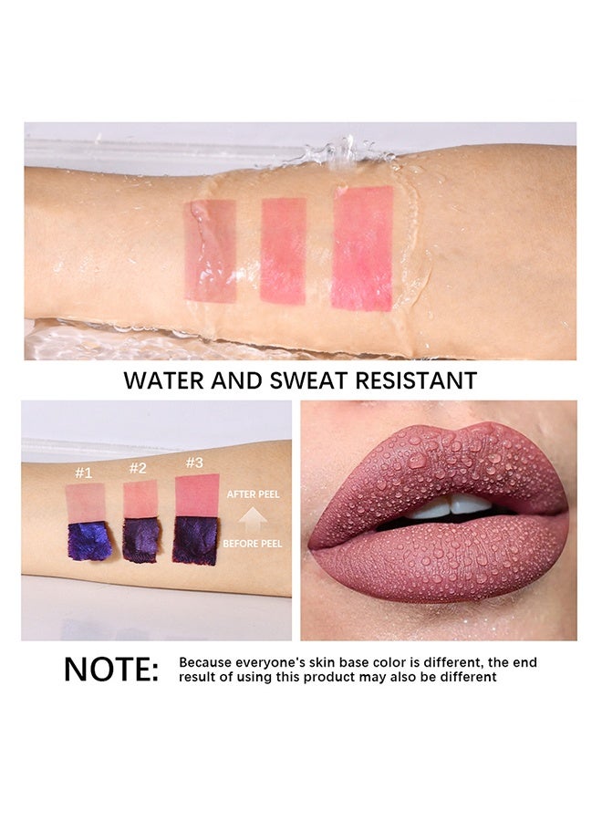 ليكرين صبغة الشفاه صبغة الشفاه صبغة البقع تقشير 3 قطع ، صبغة الشفاه تقشير الوشم ، مقاوم للماء مقاوم للماء طويل الأمد صبغة الشفاه صبغة الشفاه أحمر شفاه كبير ، أحمر شفاه غير لامع عالي الصبغة - Image 4