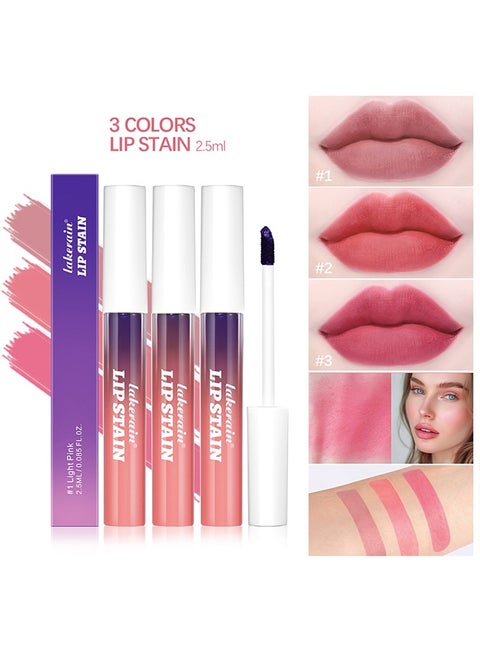 Lip Stain  Lip Tint Stain Peel Off 3 Pieces, Lip Stain Peel Off Tattoo, Waterproof Transfer Proof Long Lasting Lip Stain Tint Lip Large, Highly Pigmented Matte Finish Lipstick