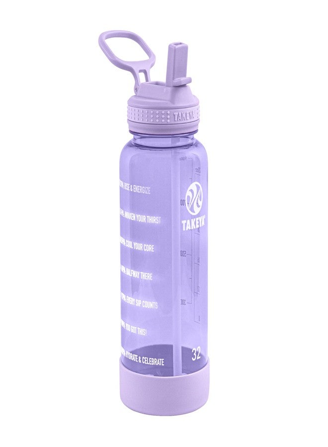 Takeya 32 oz Motivational Water Bottle with Straw Lid with Time Marker, Premium Quality BPA Free Tritan Plastic, Vivacity Purple - Image 1